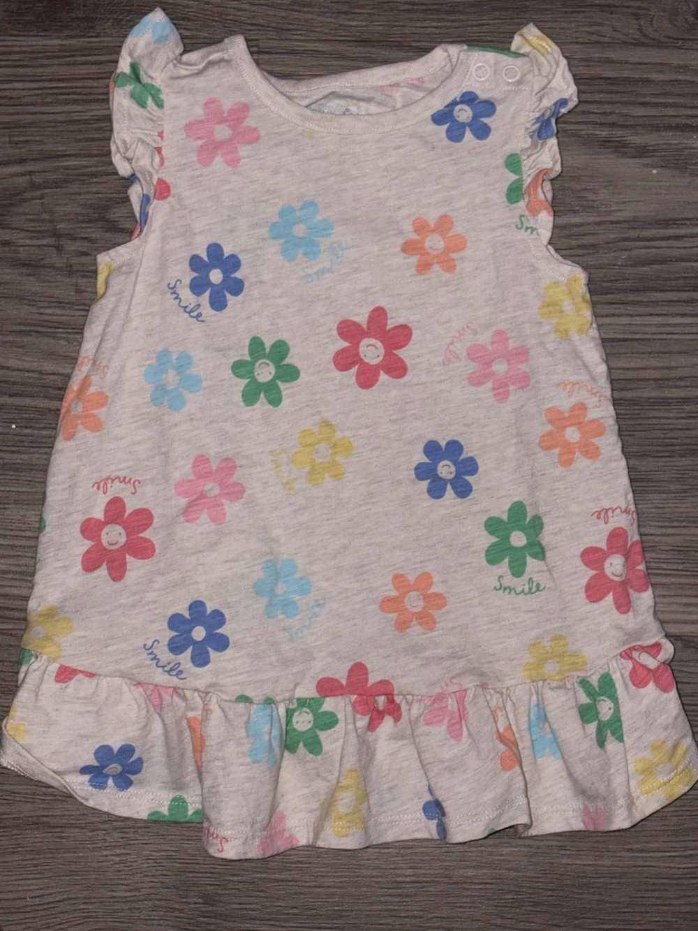 Garanimals White Floral Ruffle Hem Dress with Multicolor Flowers